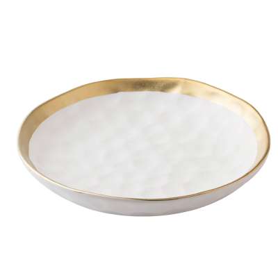 Wedding gift gold painting plates round white dinner deep plate